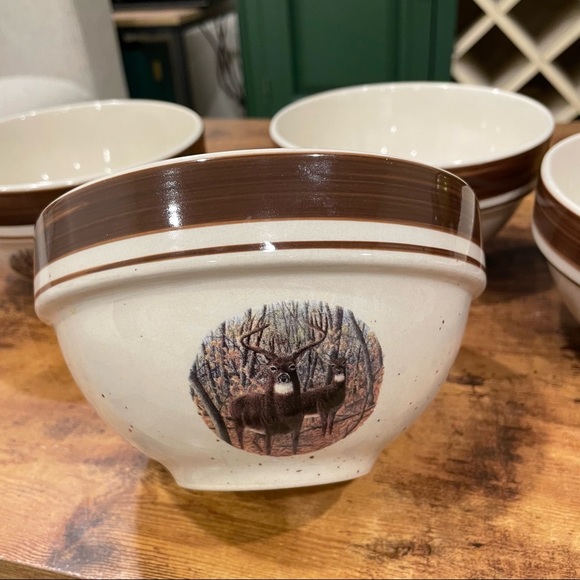 Cabela's Kitchen Cabelas Whitetail Buck Deer Hunting 6 4 Bowl Folkcraft Stoneware Poshmark